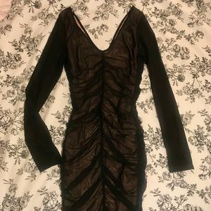 Black mesh fitted dress